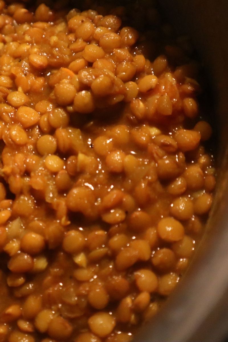 Lentils in pot after prepared