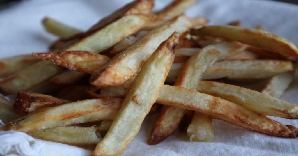 Crispy Homemade Air Fryer French Fries close up