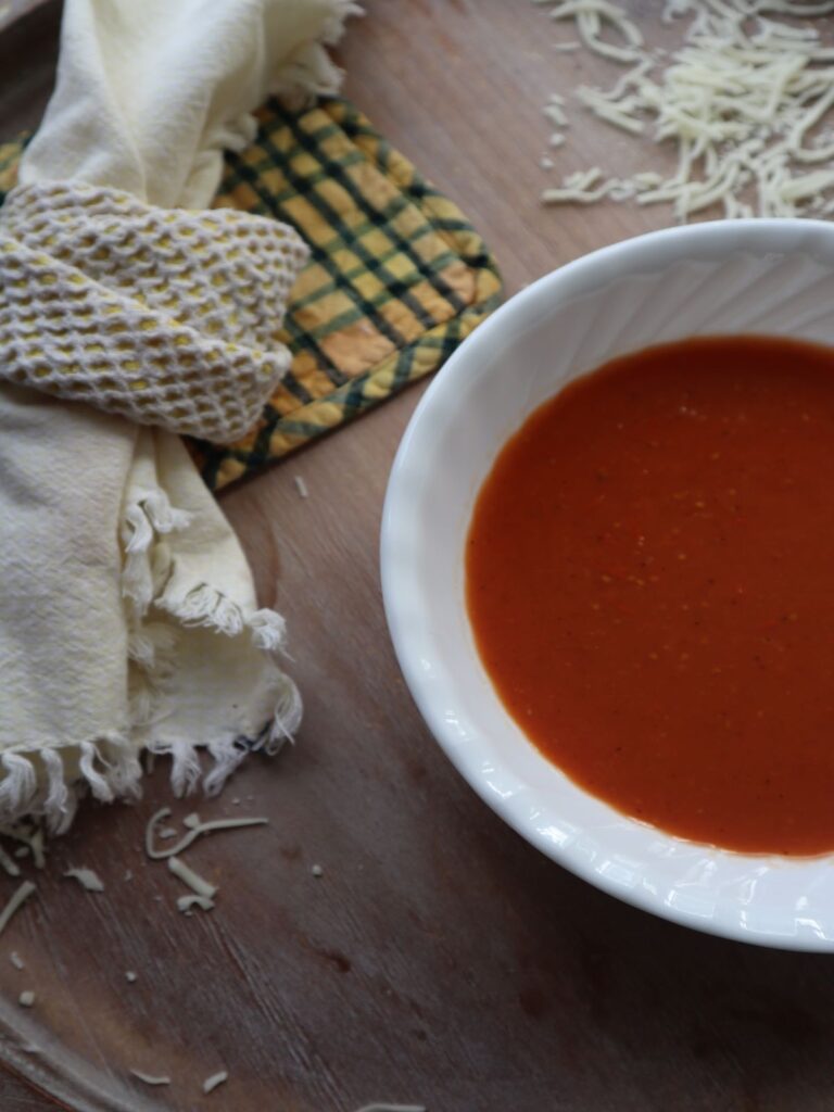 bowl of homemade vegan tomato soup 