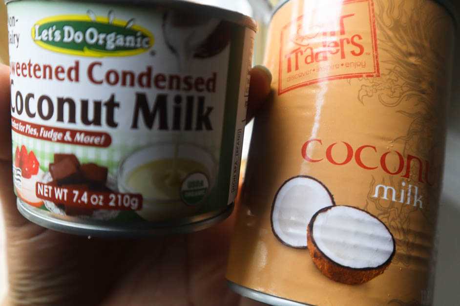 Coconut lime vegan ice cream ingredients shows: non-dairy condensed mil k and canned coconut milk