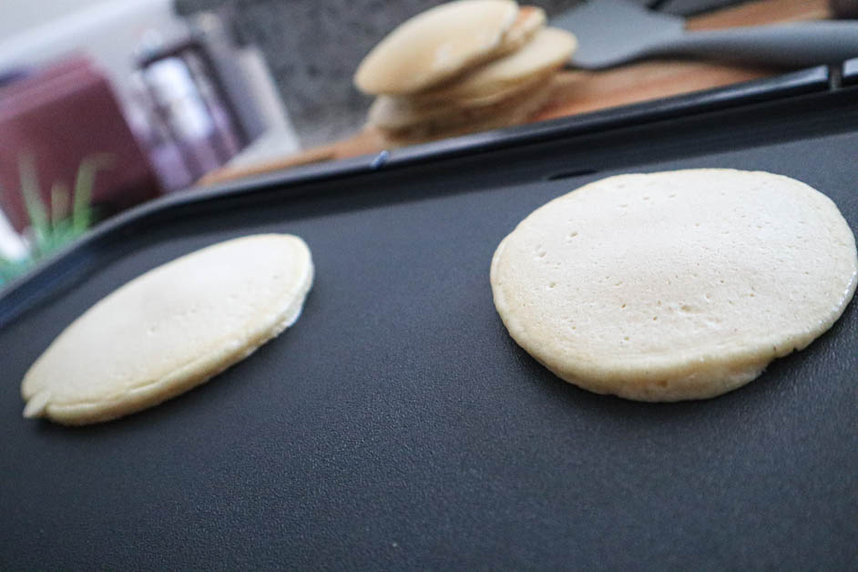 Buttermilk pancakes on griddle